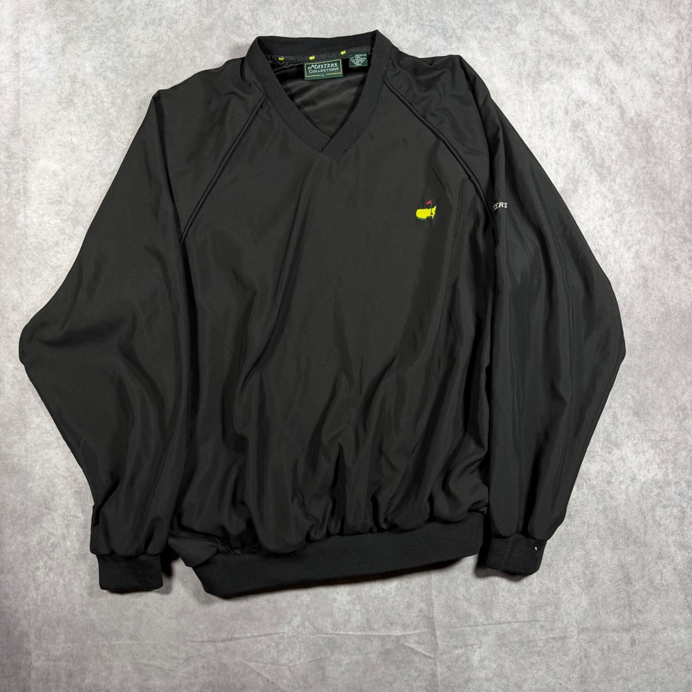 Vintage Masters Collection Mens L Golf Windshirt V-Neck Pullover Black Augusta